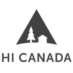 HI hostels Canada logo in black and white